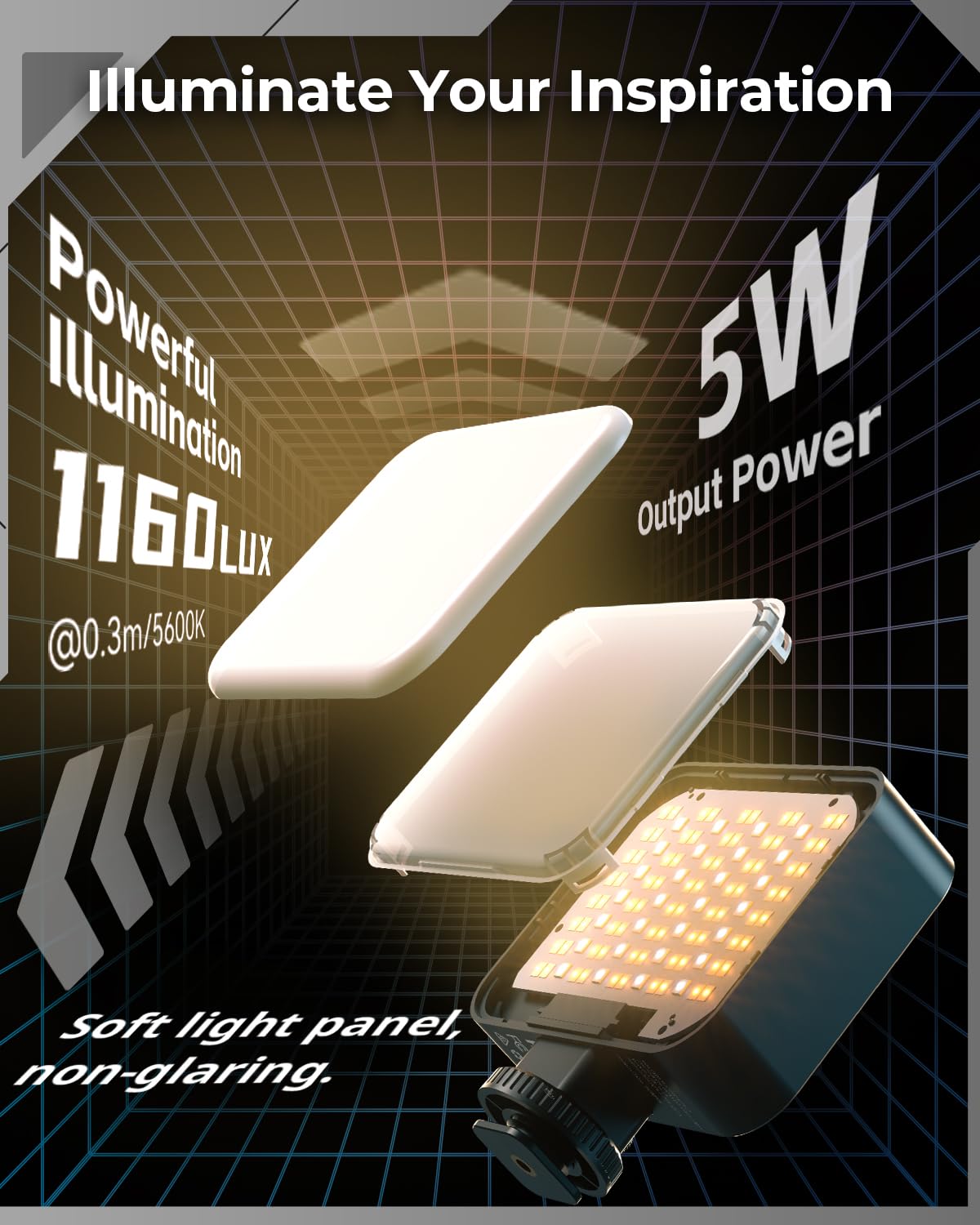 SMALLRIG Vibe P96 Pro Led Video Light, Portable Camera Light for Photography, Cold Shoe Light, CRI95+, 2500-6500K, 5 Effects, Fill Light Accessories for Content Creator, Streaming Black