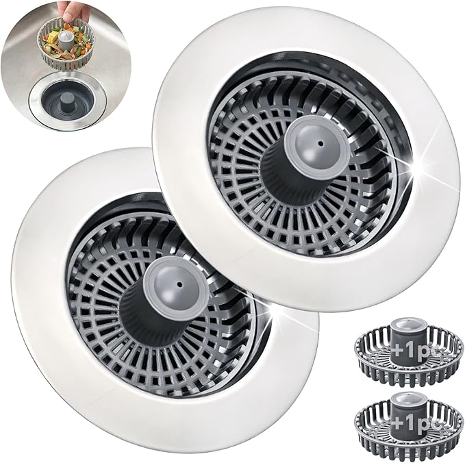 Kitchen Sink Stopper, 3 in 1 Pop Up Kitchen Sink Drain Strainer,