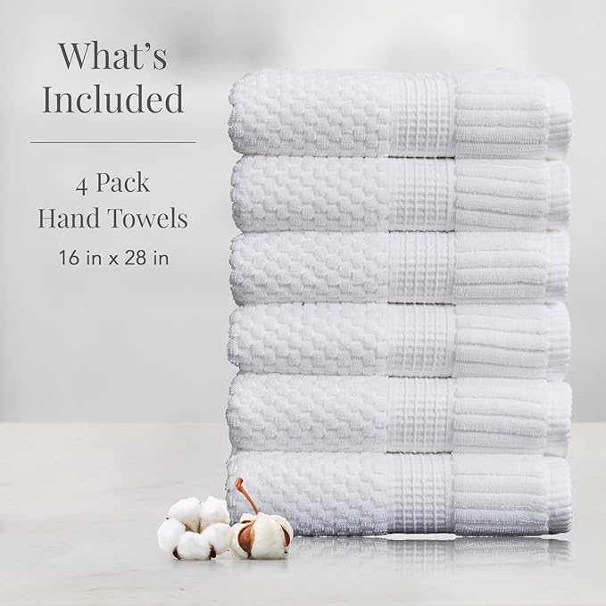 NY Loft 100% Cotton Hand Towel 6 Pack | Super Soft & Absorbent Quick-Dry Hand