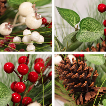 wwmira 26 Inch Large Christmas Wreath for Front Door, Extra-Large Artificial Wreath with Pine Cones, Red & White Berries, Nuts and Eucalyptus on Grapevine Base, Big Outdoor Holiday Decor