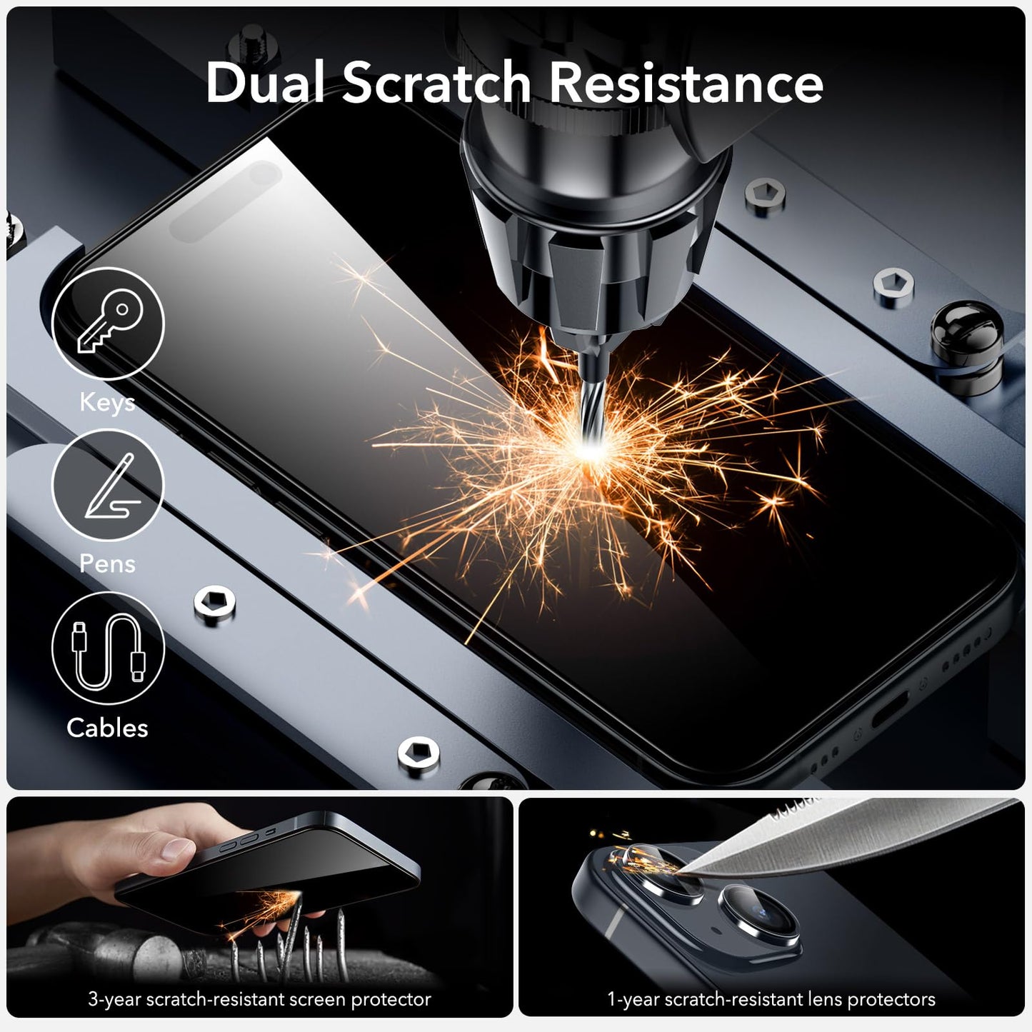 ESR 3 Pack for iPhone 16 Pro Max Screen Protector, [9H Hardness] [Military Grade Shatterproof] Tempered Glass Film with Flawless Fit Tray, HD Clear, Scratch Resistant