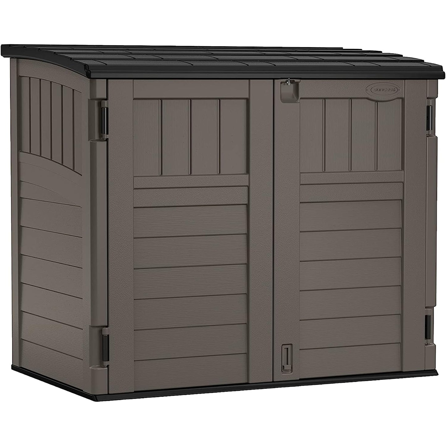 Suncast Outdoor Storage Shed for Backyard and Garden, Horizontal, 4' x 2.5', Stoney Grey - Portable Utility Deck and Cabinet for Tools, Equipment, and Garbage