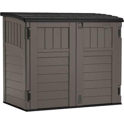 Suncast Outdoor Storage Shed for Backyard and Garden, Horizontal, 4' x 2.5', Stoney Grey - Portable Utility Deck and Cabinet for Tools, Equipment, and Garbage