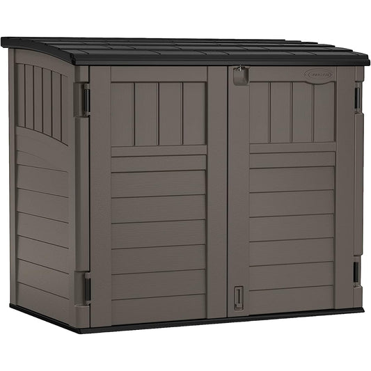 Suncast Outdoor Storage Shed for Backyard and Garden, Horizontal, 4' x 2.5', Stoney Grey - Portable Utility Deck and Cabinet for Tools, Equipment, and Garbage
