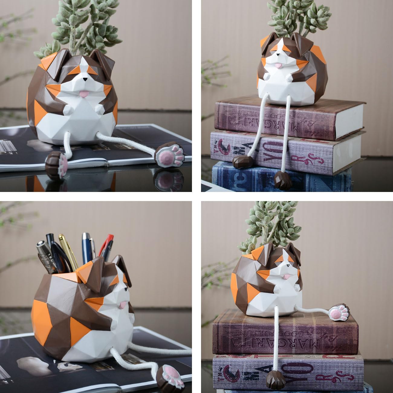 HAUCOZE Dog Statue Planter Succulent Pot Modern Animal Sculpture Home Decor Gift for Living Room Garden Shelf 4.9 Inch