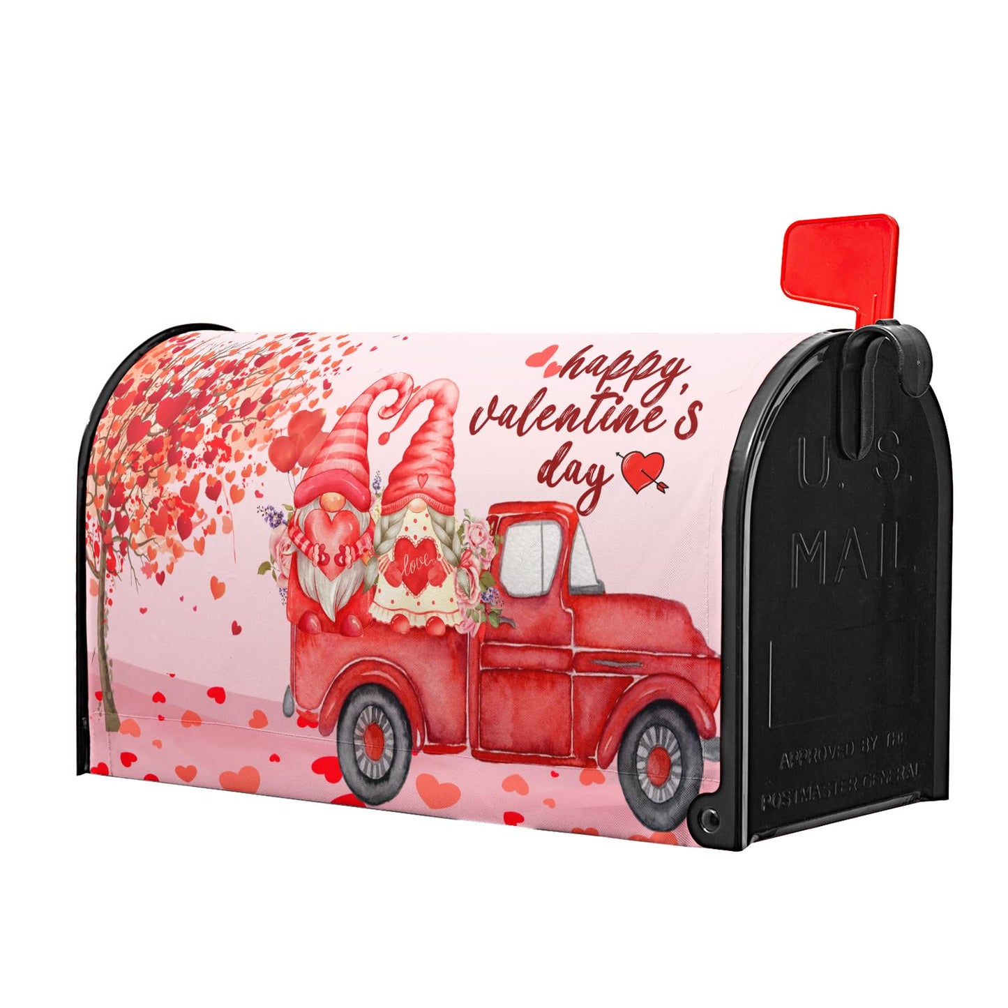 Happy Valentine's Day Mailbox Standard Size 25.5 X 21 Welcome Holiday Magnetic Mailbox Wraps Gnome Love Heart Letter Post Box Cover for Home Garden Yard