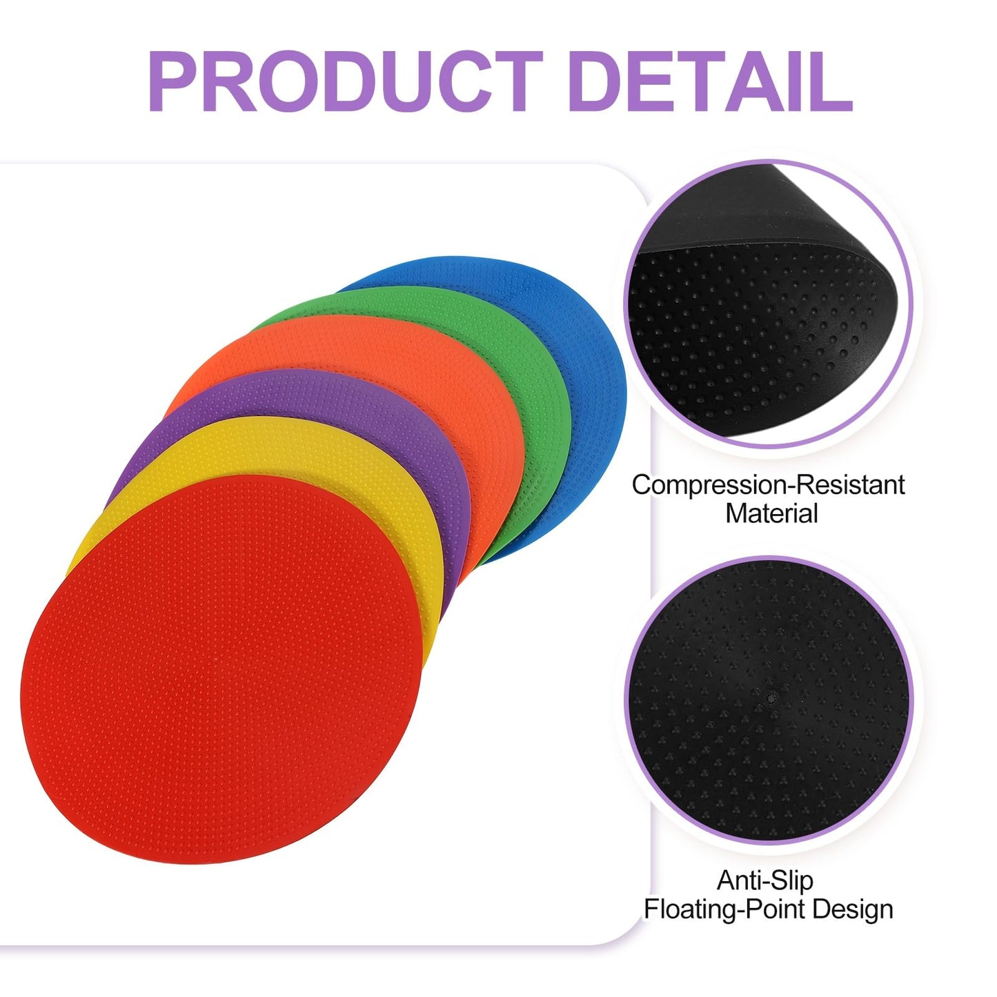 PATIKIL Spot Markers 8 Inch, 6 Pcs Non-Slip Floor Dots Agility Markers Flat Field Cones Poly Dots for Gym PE Speed Training Dance Soccer Basketball Sports, Black