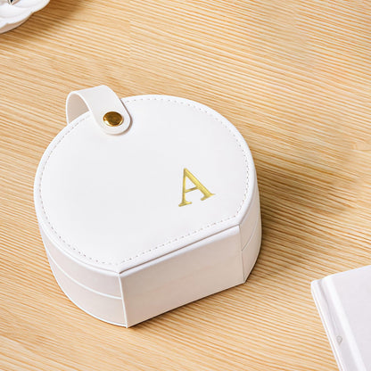 Travel Jewelry Case,Personalized Jewelry Box,Elegant Half-Moon Design with Personalized Golden Initial Case,Personalized Gifts for Women,Jewelry organizer;Personalized Gifts for Women or Friends(A)