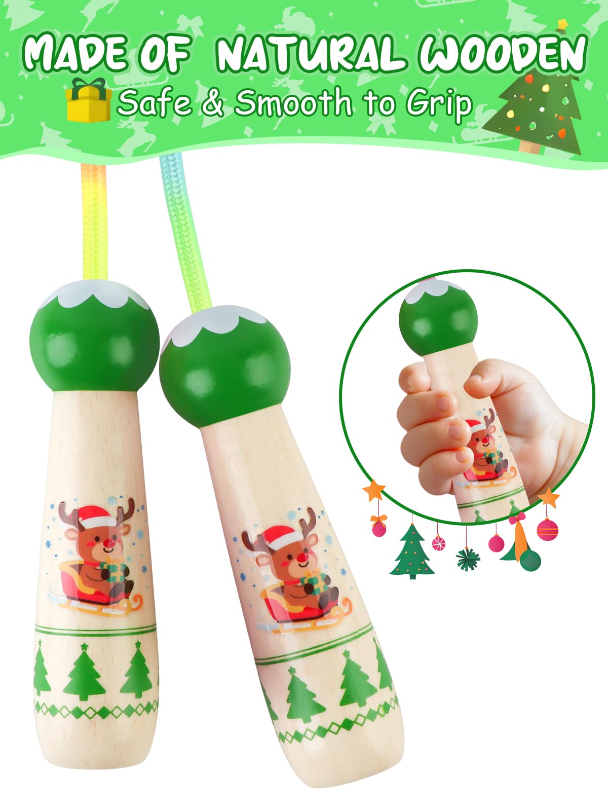 Jump Rope for Kids, Lorvain Adjustable Skipping Rope, Kids Jump Ropes with Wooden Handle for Girls Boys, Weighted Jumping Ropes for Fitness Workout Exercise Outdoor Fun Activity