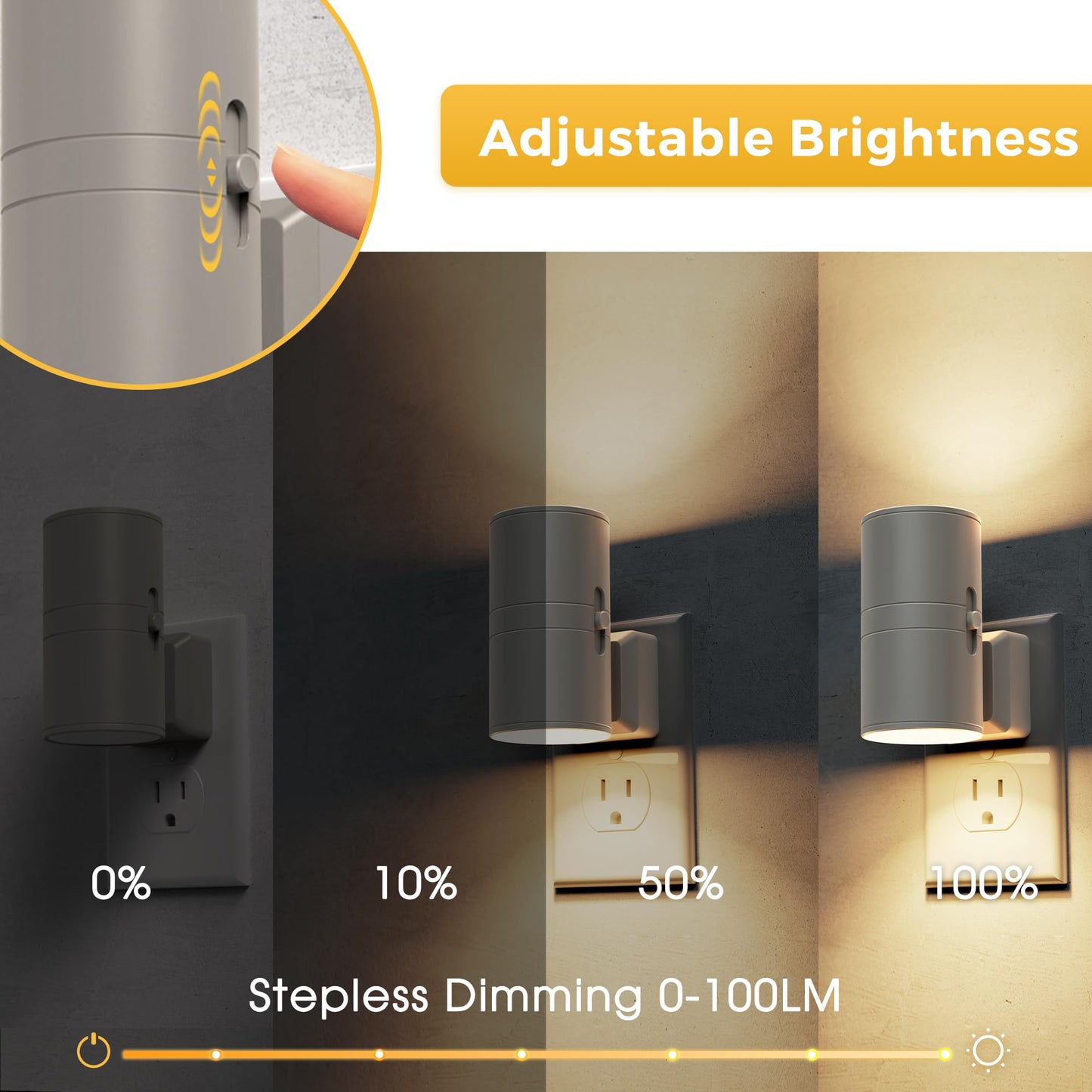 L LOHAS LED Night Light Plug in, Night Lights Plug into Wall, Light Sensor, Cement Gray Housing, Soft White Nightlight, 100LM Dimmable Nightlights for Hallway Bedroom Bathroom, 2 Pack