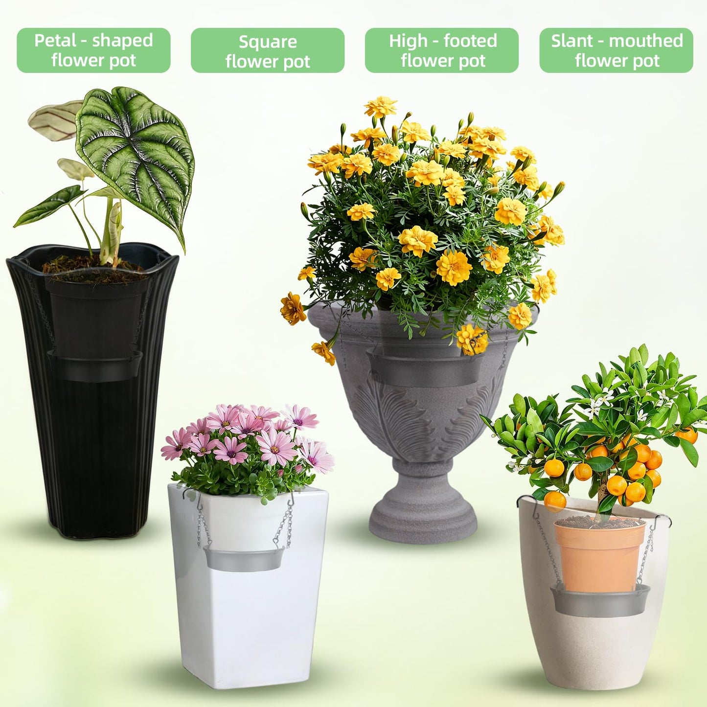 Adjustable Planter Inserts for Large Pots, Made of Thickened PP Material. They Can Be Used as a Substitute for Plant Risers for Inside Pots. Used to Reduce Soil Filling (1, medium size for 12"-18")