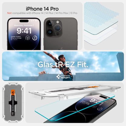 Spigen Tempered Glass Screen Protector [GlasTR EZ FIT] designed for iPhone 14 Pro Max [Case Friendly] - Sensor Protection / 2 Pack
