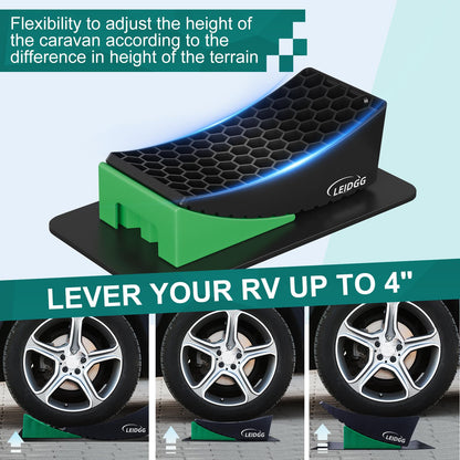 LEIDGG 2Packs RV Leveling Blocks System Kit Camper Leveling Blocks for RVS Trailer with Carrying Bag, Anti-Slip Mats, T Bubble Level Up to 35000 LBS