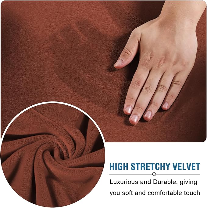 H.VERSAILTEX Modern Velvet Plush 4 Piece High Stretch Sofa Slipcover Sofa Cover