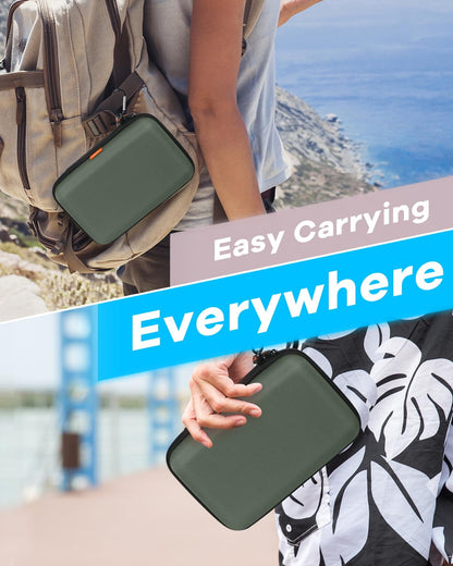 GLCON Large Classic Army-Green Case - Hard Shell Electronic Organizer Travel Carrying Case - Shockproof Electronic Accessories Storage Pouch Bag for Game Drive, Hard Disk, Power Bank, Charger