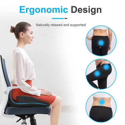 Ajteogy Memory foam Seat Cushion-Ergonomic Tailbone Support, Cushion Engineered for Long-Term Siting-Soft, Supportive, and Breathable