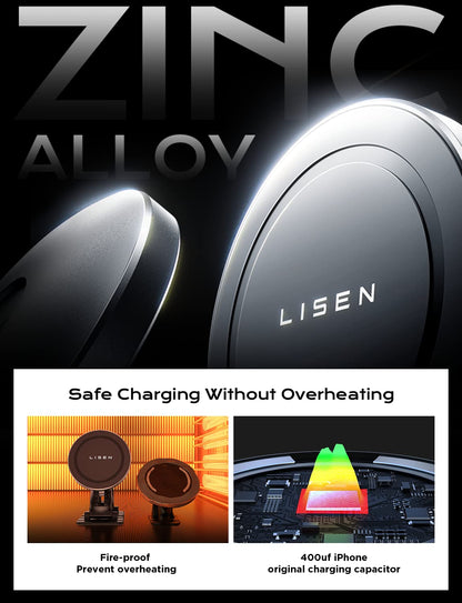 LISEN for Magsafe Car Mount Charger [15W Top Charge] Magnetic Car Phone Holder for iPhone 17 Pro Max Wireless Charger Magsafe Phone Holder For iPhone 17 Pro Max Air 16 15 14 13 12 Magsafe Accessories