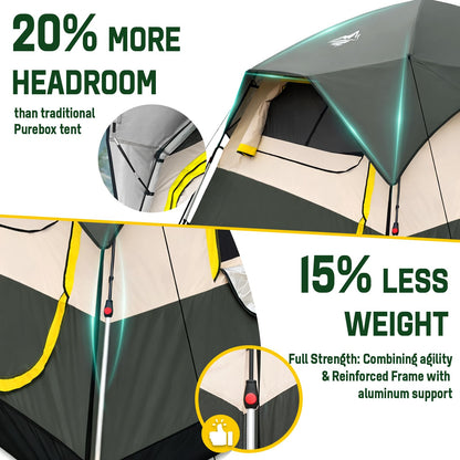 Tent 4 Person Tents for Camping - Instant Cabin Tent Setup in 50 Seconds with Rainfly & Windproof, Portable Pop Up Tents with Carry Bag for Family Outdoor Camping & Hiking