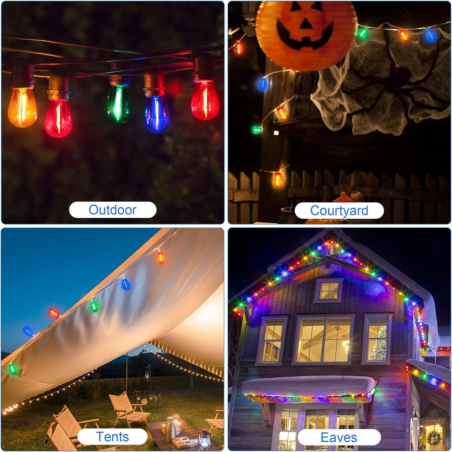 Sxminer 15 Pack S14 LED Bulbs Yellow Led String Light Bulbs 1W Plastic Shatterproof LED Replacement Bulb E26 Base Edison Decorative Bulb Outdoor String Light for Christmas Halloween Patio Party Decor
