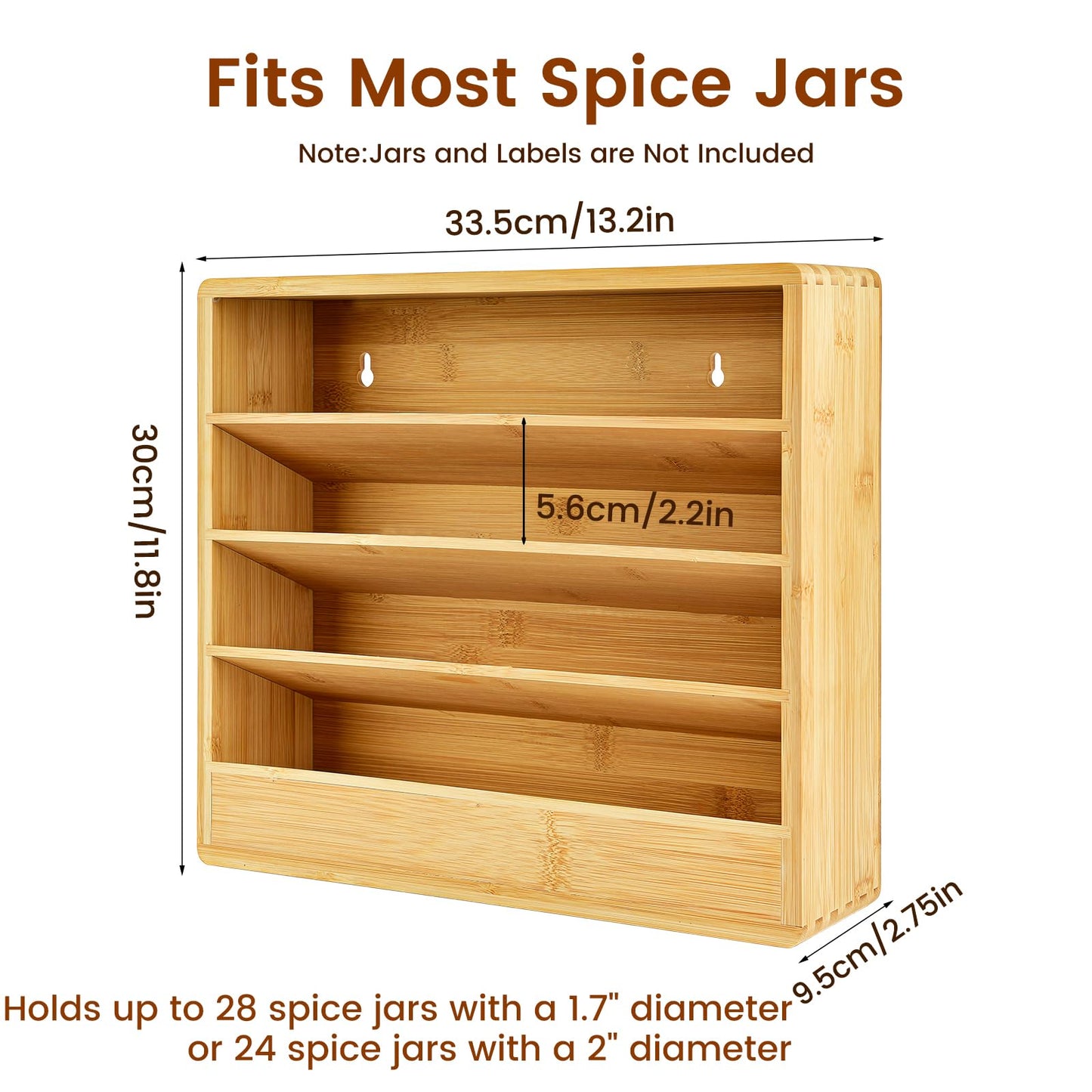 FifanQiQi Bamboo Tiered Spice Rack Organizer for Cabinet,Wooden Seasoning Rack for Countertop, Cupboard, Pantry, Kitchen (Spice Jars Not Included)