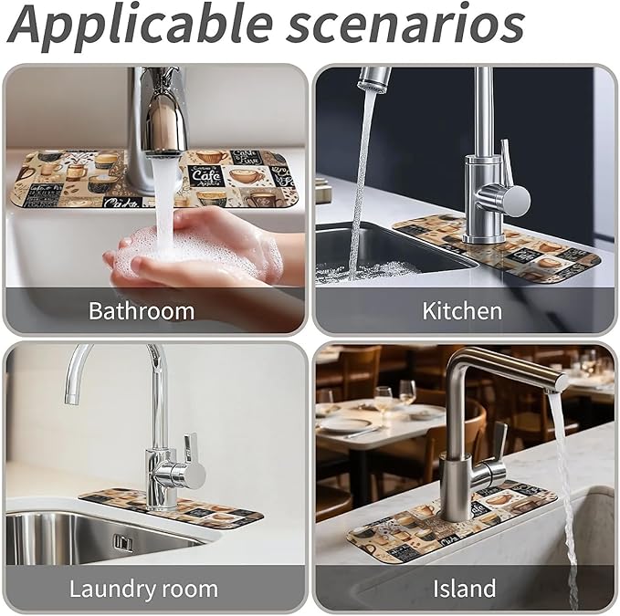 Kitchen Sink Splash Guard，-coffee Faucet Mat Sink Gadgets-Super Absorbent Fast