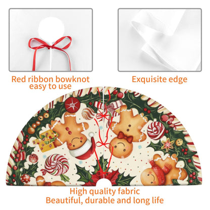 Gingerbread Man Christmas Tree Skirt 36 Inch Xmas Tree Mat Party Decor Supplies for Holiday Home Decorations