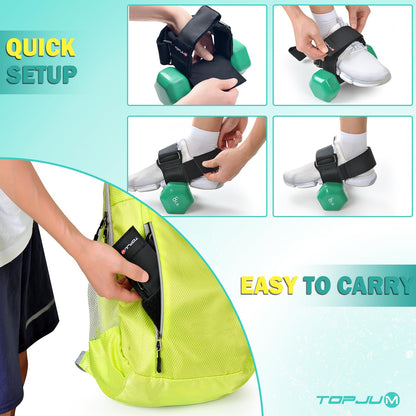 TOPJUM Dumbbell Foot Attachment, Tibialis Trainer, Adjustable Ankle Weights for Monkey Feet, Tib Bar, Ankle Straps for Weight Lifting, Leg Workouts at Home for Hip Flexors, Shin Splint, Hamstring