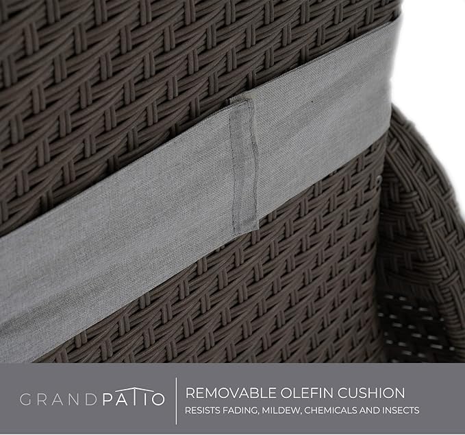 Grand patio Indoor & Outdoor Recliner Chair PE Wicker Patio Recliner with Flip Table Reclining Lounge Chair, Mist Grey