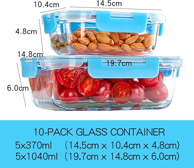 C CREST Glass Meal Prep Containers, Glass Food Storage Containers