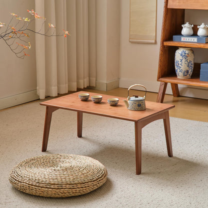 JIKUGO Bamboo Folding Coffee Table No Assembly Required Japanese Floor Table for Bedroom Living Room, Walnut, 26 x 15.8 x 11.8 Inches