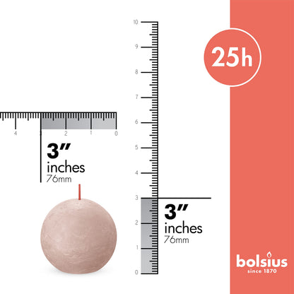 BOLSIUS 3 Pack White Rustic Ball Pillar Candles - 3 Inch - Premium European Quality - Includes Natural Plant-Based Wax - Unscented Dripless Smokeless 25 Hour Party Décor and Wedding Candles