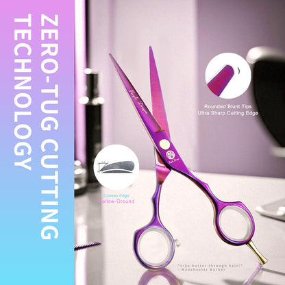 Purple Dragon Purple Hairdressing Scissors Set 5.5 Inch Hair Cutting & Thinning Scissors Kit for Men Women Kids Home Salon Barber