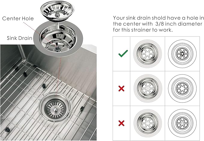 KANARY Stainless Steel Kitchen Sink Strainer Basket-Replacement