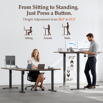 Klicelor L Shaped Standing Desk 73 x 60 Inch, Electric Height Adjustable Corner Desk for Home Office Workstation, Ergonomic Sit Stand Computer Table with Memory Controller, Dark Walnut