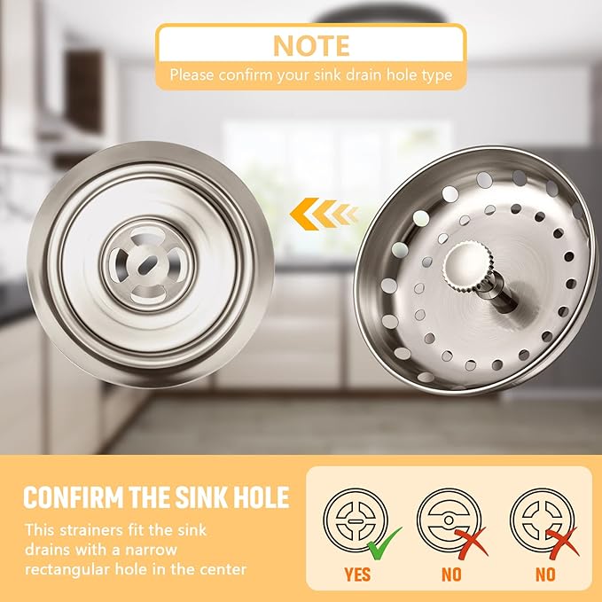 Mudder 3 Pcs Kitchen Sink Drain Strainer and Stopper Stainless Steel Garbage