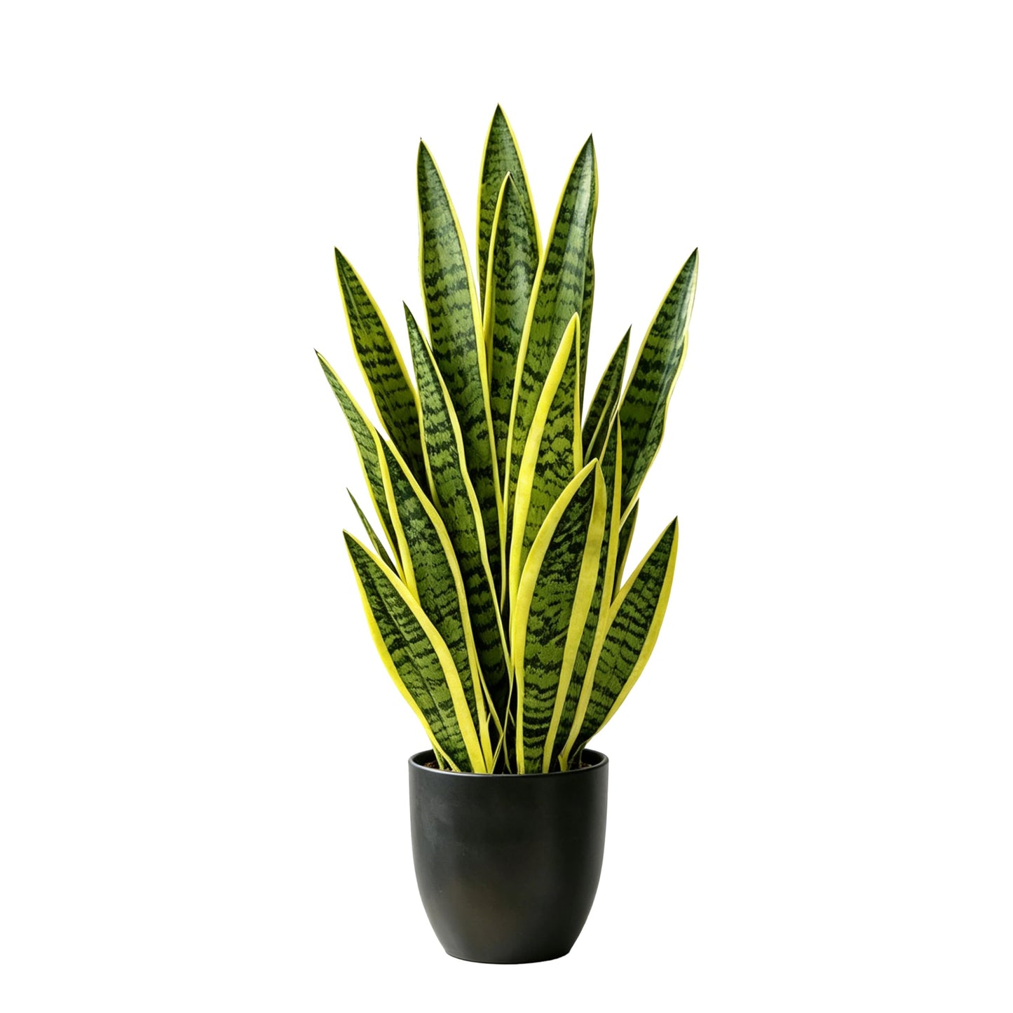 Joyplants Fake Snake Plant, 27" Fake Potted Plants with Black Pot Realistic Artificial for Home Decor, Low Maintenance No Watering Needed Faux Plants for Desk Corner Office & Pet Areas(yellow-27in)