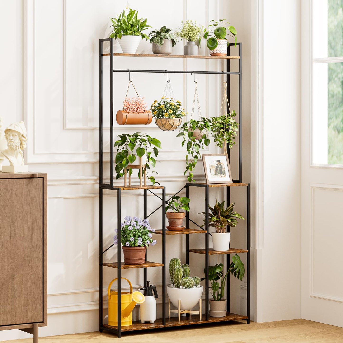 aboxoo Plant Stand Indoor with Grow Light ,71" Tall Metal Plant Shelf Indoor,Large Plant Rack with Grow Lights,Heavy-Duty Rectangle Display Shelves for Living Room, Patio, Corner