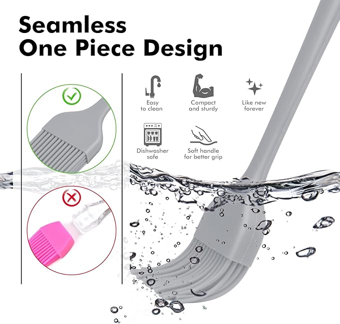 HOTEC Basting Brushes Silicone Heat Resistant Pastry Brushes Spread Oil Butter