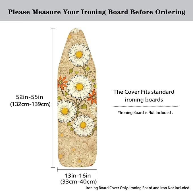 Daisy Print Ironing Board Cover and Pad Heat Reflective Stain Resistant Iron