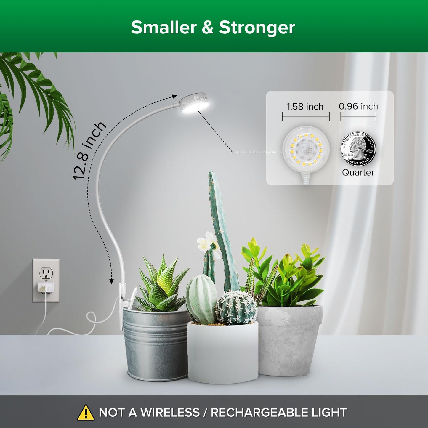 SANSI Grow Lights LED Pot Clip Plant Light, 4000K Full Spectrum 4-Level Dimmable, Auto On Off+Puck Grow Light, 10W (150 Watt Equiv) Full Spectrum 2-Head Lamp for Plants with Ceramic Tech