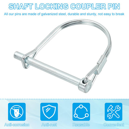 PATIKIL Trailer Coupler Pin 3/16x1-5/8x1.38"(D*L*IW), 6 Pcs Wire Lock Pin Safety Shaft Locking Pin Round Pto Pins for Farm Trailers Lawn Hitches Garden Tractor Kayak Boat (5x40x35mm)