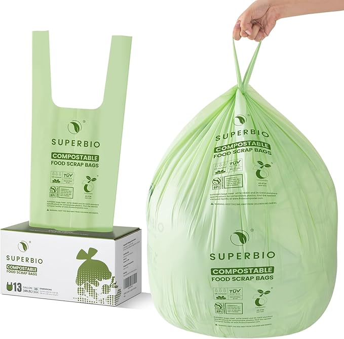 SUPERBIO 13 Gallon Compostable Kitchen Waste Bags