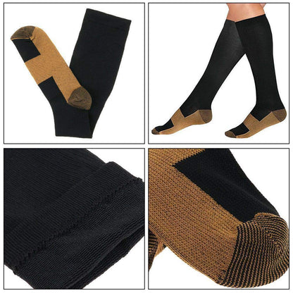 DZANS 3 Pairs Copper Compression Socks for Men & Women (20-30 mmHg) Best Graduated Athletic Fit for Running, Nurses, Flight Travel & Maternity Pregnancy - Boost Stamina, Circulation & Recovery(S/M)