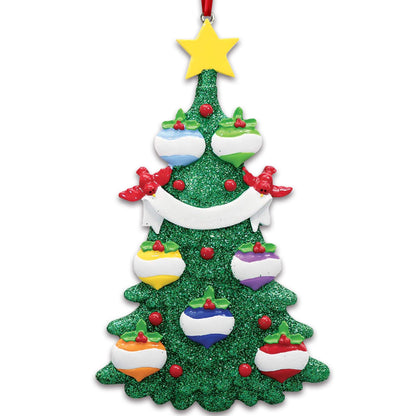 3D Baubles Family of 7 Christmas Ornament 2025 Personalized Family Christmas Ornaments 2025 | Red Cardinals in Green Personalized Tree Ornaments Customizable Gifts Xmas Balls of Seven Ornament Star