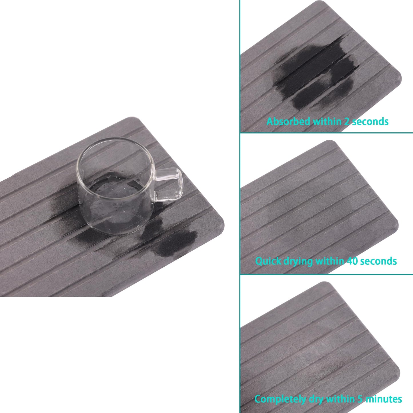 NiuYichee 2 PCS Water Absorbent diatomite Coasters, 8.3" x 4" Water Absorbing Stone Tray for Sink, Stone Drying mat for Kitchen Counter, Stone soap Tray Used for Hand Soaps & toiletries & Plants