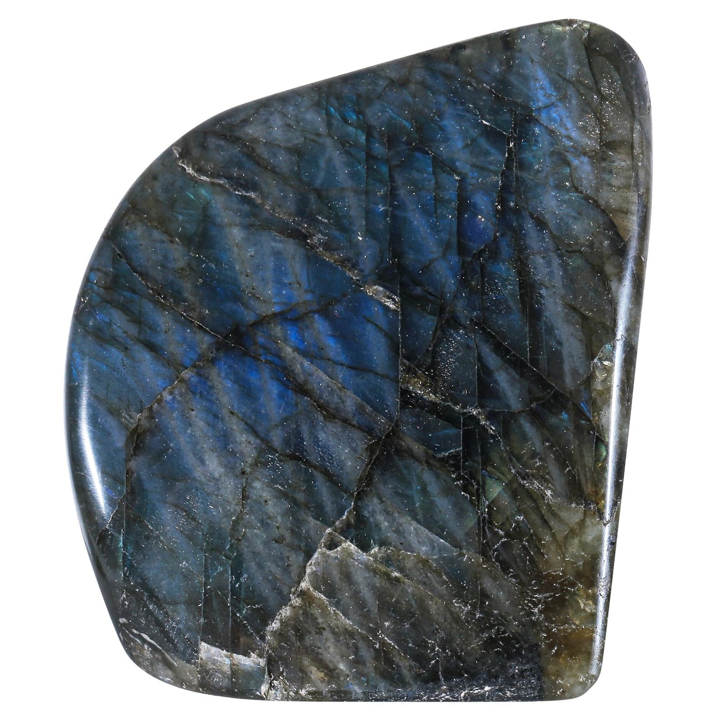 mookaitedecor Natural Labradorite Stone Slab Specimen, Irregular Polished Self Standing Palm Stone for Meditation Home Decor Crystal Collectible, 0.44-0.66 LB