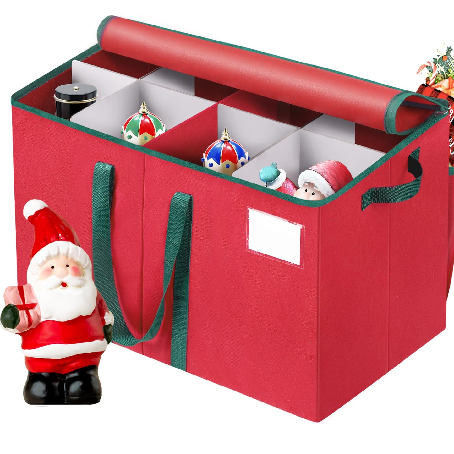 EverMerry Nutcracker Storage Containers and Figurine Collectibles Storage Box， Large Ornament Storage Organizer Stores Up to 8 Holiday Christmas Nutcrackers Figurines-Carolers Ornaments Red/15 Inches
