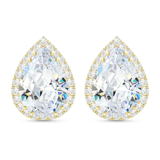 Linawe Gold Stud Earrings Imitation Diamond Moissanite Wedding Earrings Set, Cubic Zirconia Earrings Studs for Women, Teardrop Rhinestone Crystal Cartilage Earring Piercing Jewelry