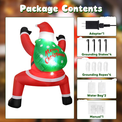 6FT Christmas Inflatable Outdoor Decorations Hanging Santa Built-in Bright LEDs, Blow Up Climbing Santa Claus with Gifts Bag, Giant Christmas Decor for Window Wall Outdoor Xmas Holiday Party Lawn