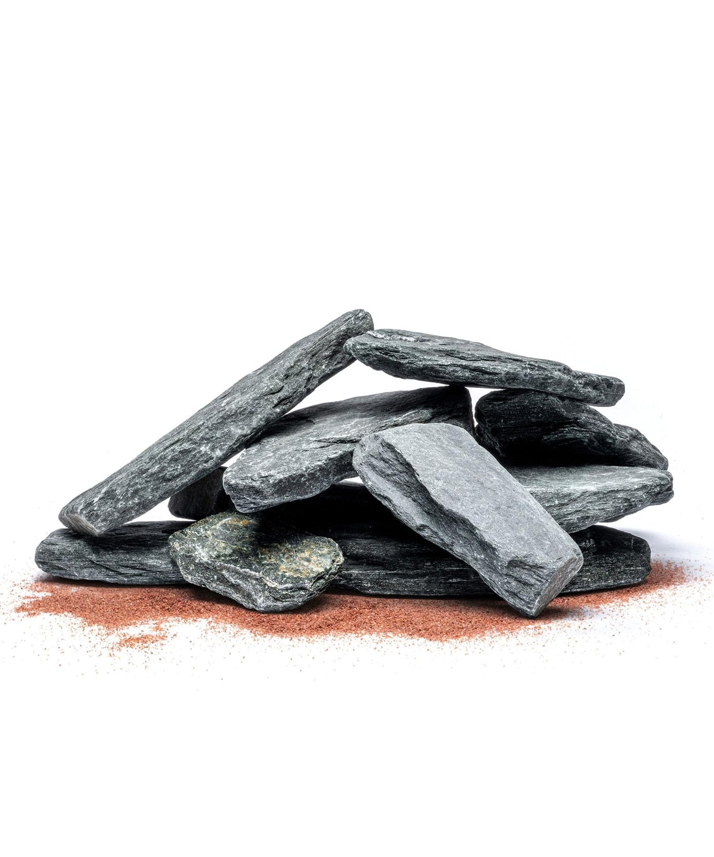 Natural Slate Stone for Aquariums, Fish Tanks, Terrariums, Aquascaping and Amphibian Enclosures, Mix of Large and Medium Size Rocks - by SubstateSource (5 Pounds, Black River)